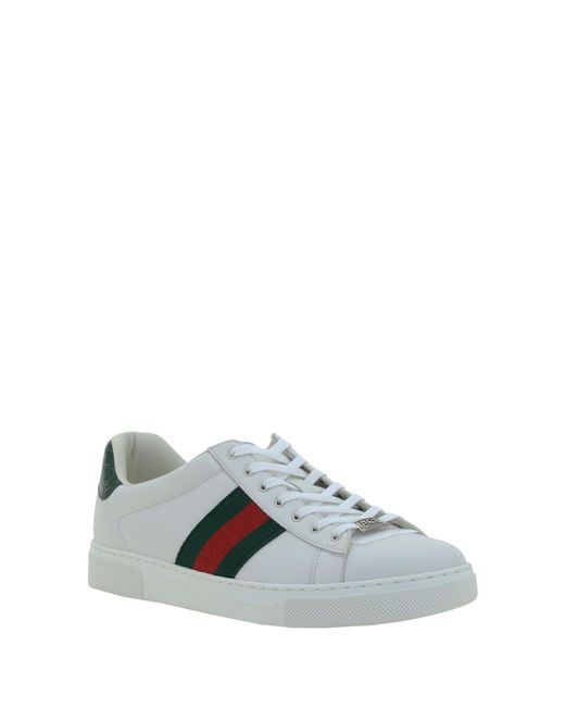 Gucci Gray Leather Sneakers, Calf Trainers for men