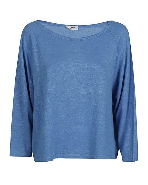 Base London Blue Linen Boat-Neck Sweater