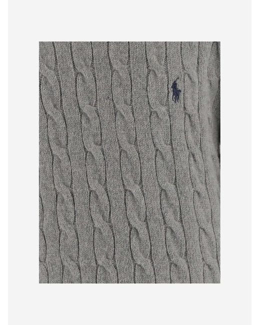 Polo Ralph Lauren Gray Cable-Knit Sweater Wool And Cashmere for men