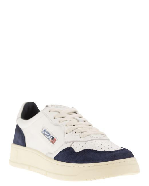 Autry White Medalist Low Sneakers In Goatskin And Suede for men