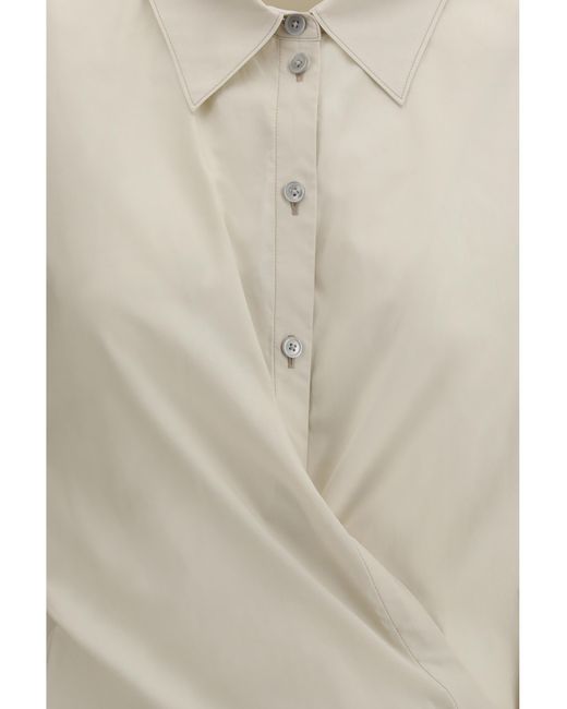 Lemaire White Cotton Blend Shirt Cotton; Silk