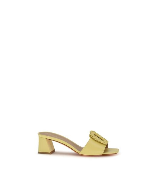 Santoni Yellow Bicolor Calf Leather Bos Taurus Sandals
