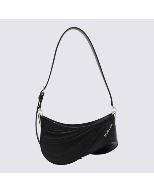 Mugler Blacke Leather Curve Shoulder Bag
