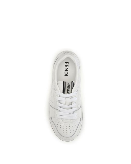 Fendi White Match Canvas And Suede Sneakers