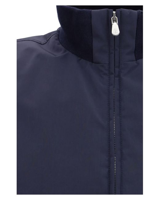 Brunello Cucinelli Blue Sleeveless Vest Jacket Polyester; Polyamide for men