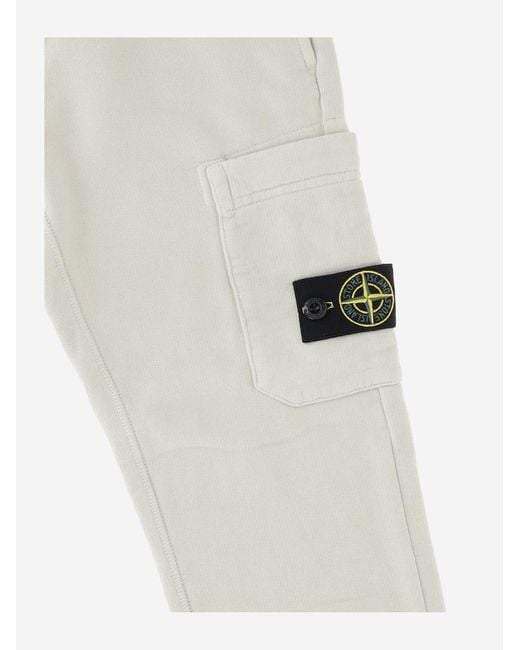 Stone Island White Kids Cotton Joggers Trousers for men