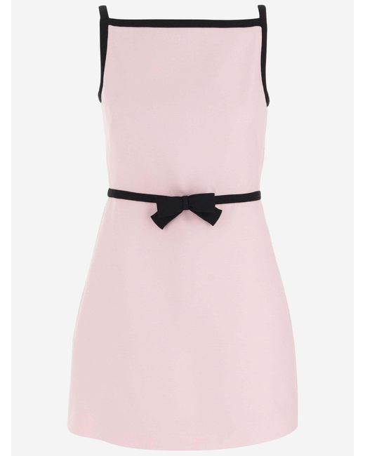 Valentino Pink Wool And Silk Blend Mini Dress