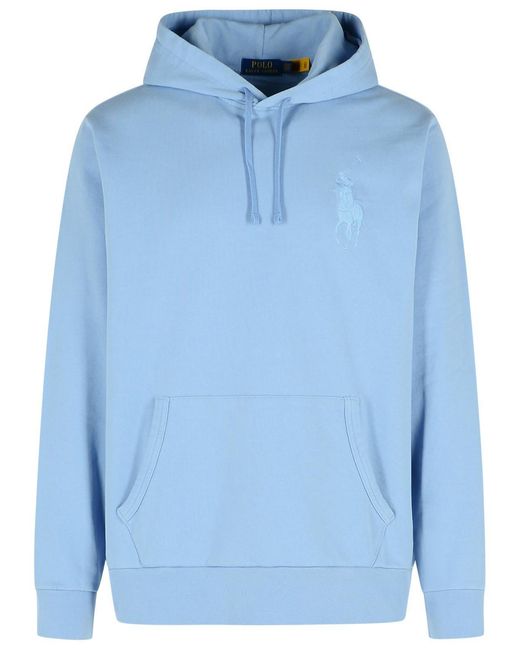 Ralph Lauren Blue Big Pony Loopback Fleece Hoodie for men