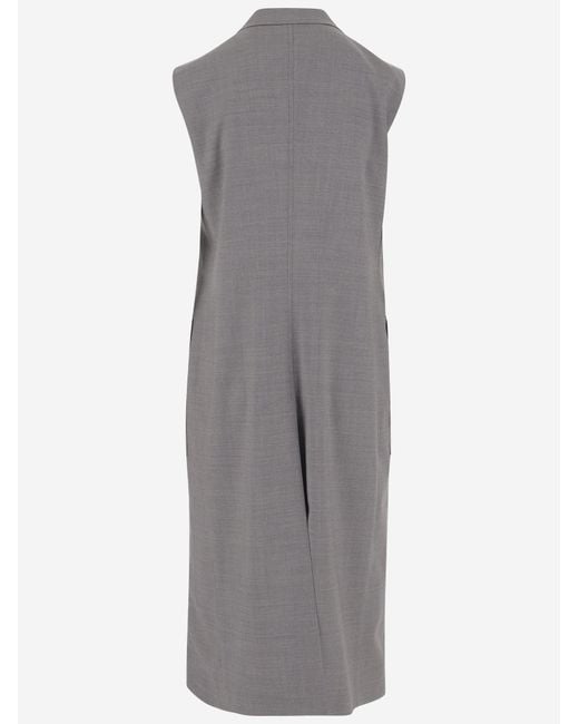 Tagliatore Gray Sleeveless Double-Breasted Coat Virgin Wool