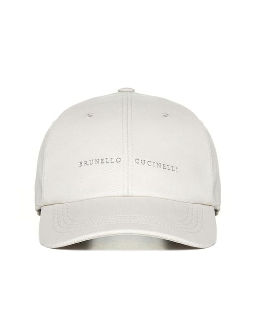 Brunello Cucinelli White Wool Baseball Hat for men