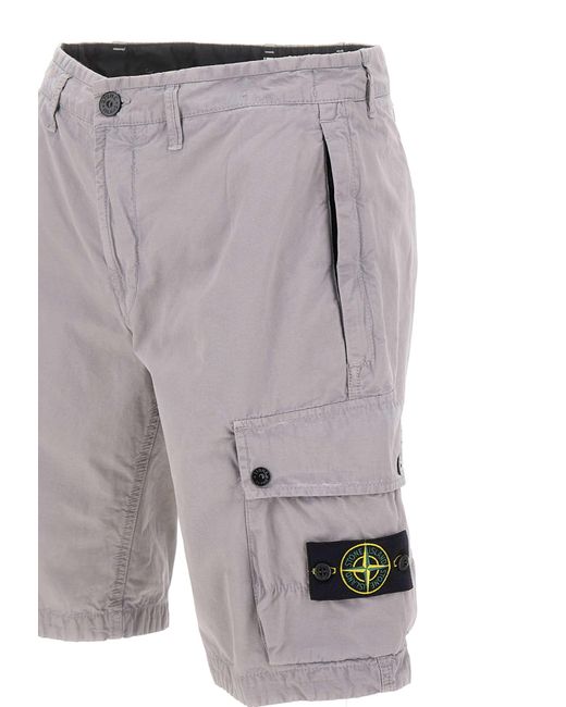 Stone Island Gray Cotton Shorts for men