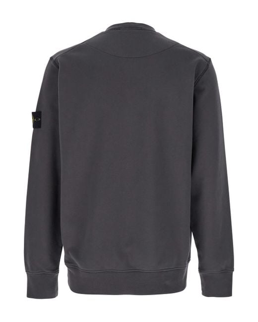 Stone Island Gray Sweatshirt With Removable Compass Logo Applied On The Sleeve for men