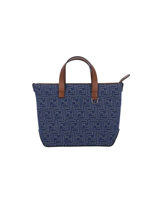 Fendi Blue Small Tote Bora Ff for men