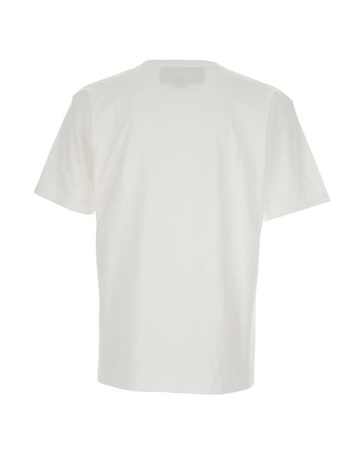 Valentino White Cotton Crewneck T-Shirt With Front Print T-Shirts for men