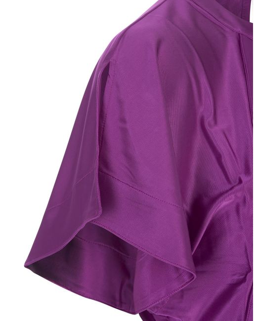 Rabanne Purple Top With Draping And Buttons