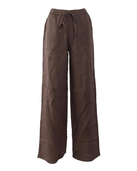 Fay Brown Easy Pants With Drawstring Linen
