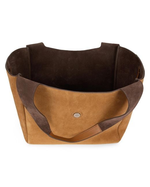 Hogan Brown Shopper Bag Light Suede Calf Skin Tote