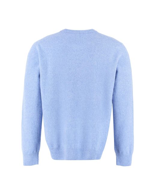 THE (Alphabet) Blue Pullover Lambswool & Cashmere Sweatshirts for men