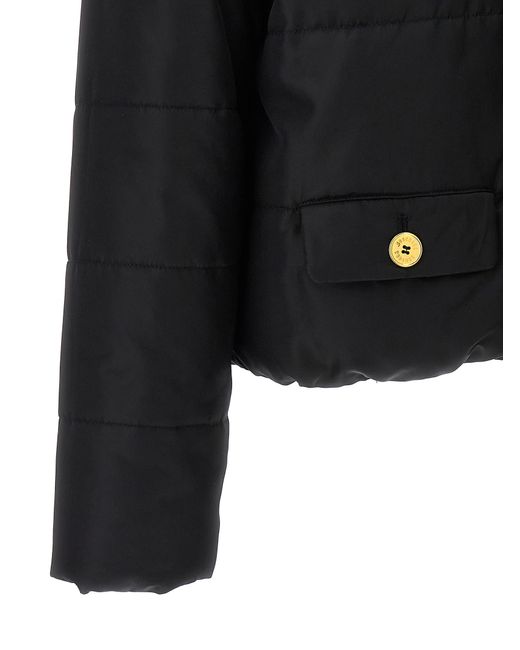 Moschino Black Padded Down Jacket With Logo Button Closure
