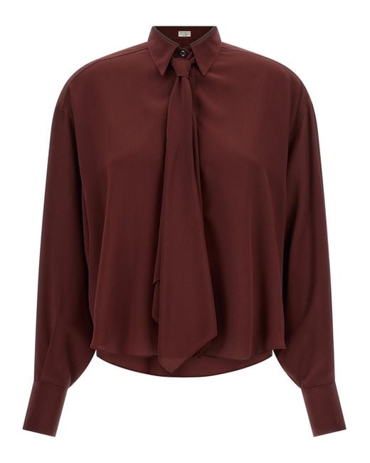 Brunello Cucinelli Purple Silk Blouse