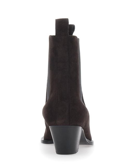 Totême Black Suede Ankle Boots With Elastic Bands