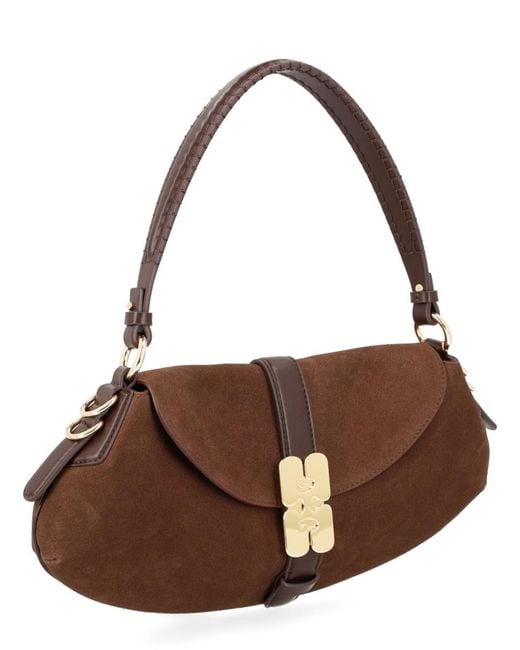 Ganni Brown B-Kat Shoulder Bag Recycled Leather