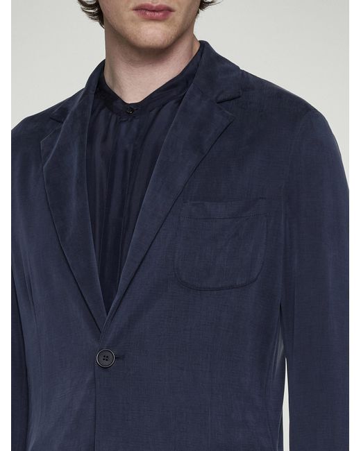 Giorgio Armani Blue Cupro Single-Breasted Blazer for men
