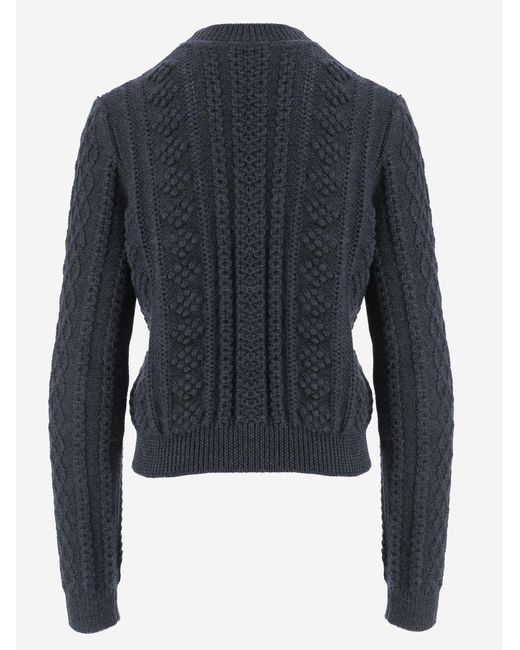 Jil Sander Blue Wool Sweater With Sequins