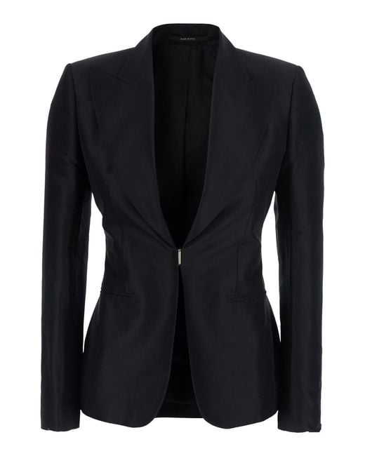 Gucci Black Single-Breasted Jacket Silk Blazers