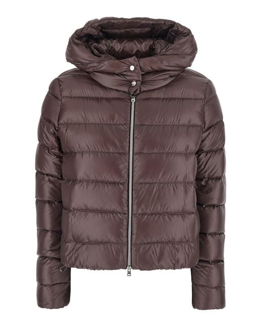 Herno Brown Down Jacket Short Puffer