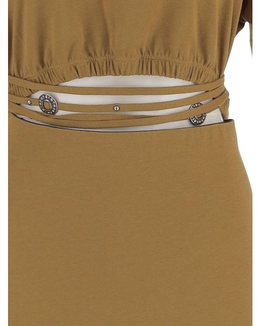 Pinko Natural Cotton Dress With Cut-Out Detail