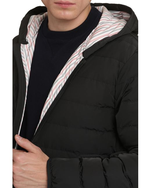 Thom Browne Black Hooded Down Jacket Polyester Padded for men
