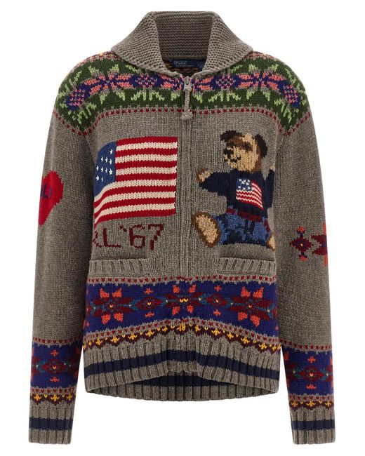 Polo Ralph Lauren Gray 'Polo Bear' Cardigan