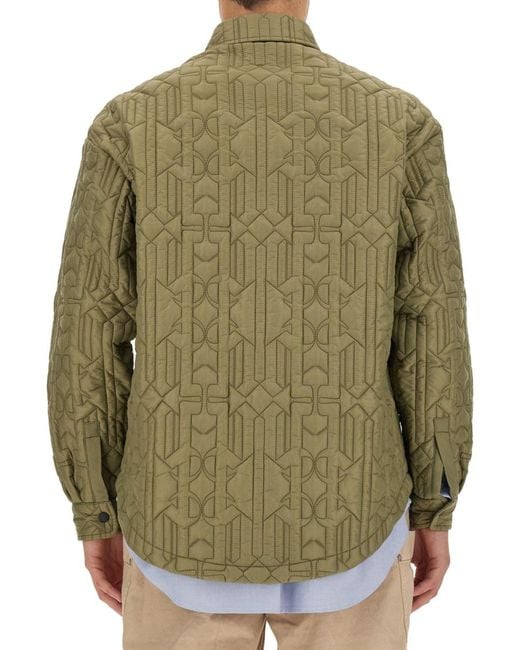 Palm Angels Green Monogram Shirt Polyamide for men