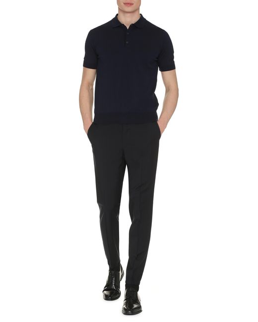K-Way Blue Pleyne Knitted Cotton Polo Shirt for men