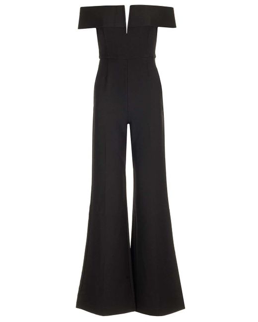 Roland Mouret Black Off The Shoulder Crepe Jumpsuit