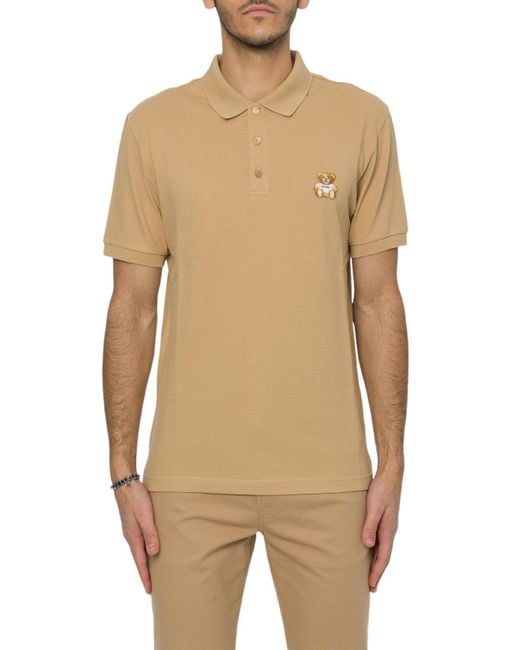 Moschino Natural Teddy Embroidered Polo Shirt for men