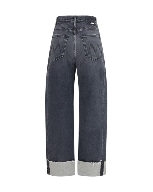 Mother Blue Half Pipe Flood Cuff Fray Jeans Say You'Re Sorry Cotton; Elastane
