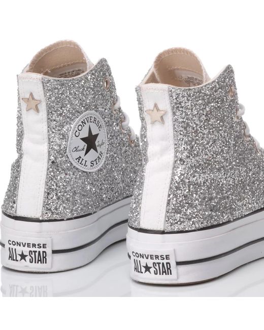 MIMANERA Gray Converse Platform Glitter