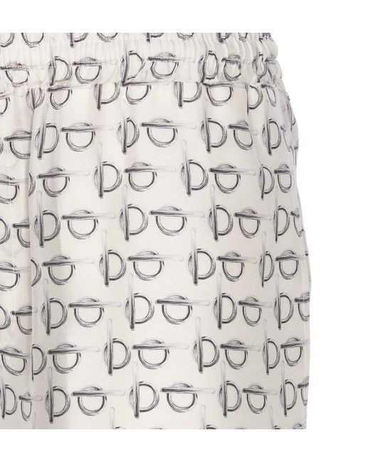 Burberry White Drawstring All-Over Printed Shorts