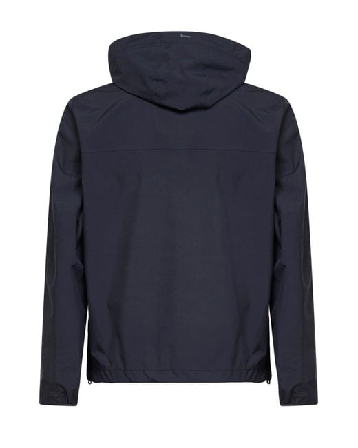 Herno Blue Hooded Windstopper Jacket for men