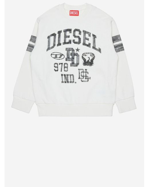 DIESEL White Cotton Sweatshirt With Logo Main: Cotton; Rib: Hoods & Sweatshirts for men