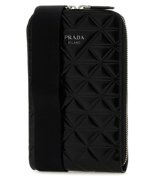 Prada Black Leather Phone Case for men