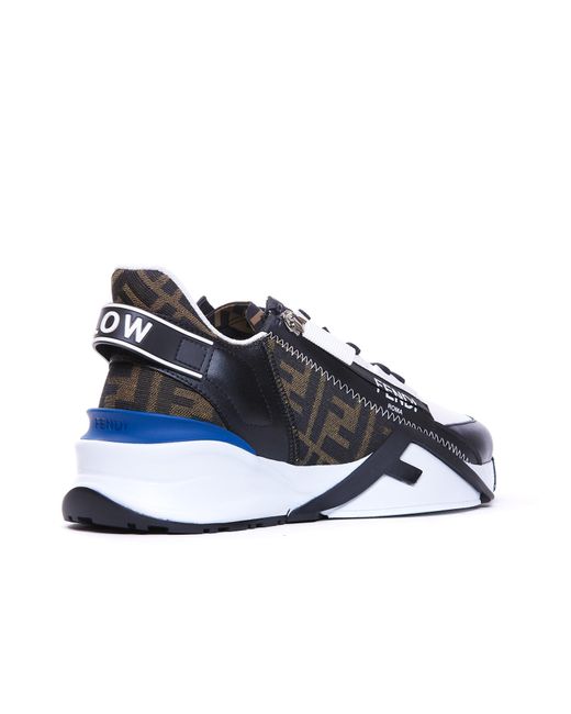 Fendi Blue FF Logo Fabric Sneakers for men