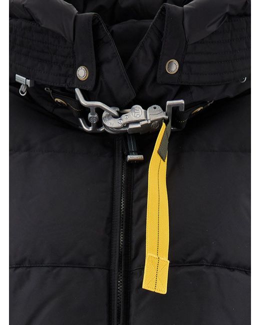 Parajumpers Black Long Hooded Down Jacket With Maxi Buckle