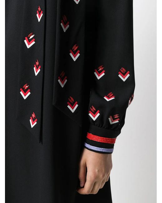 Valentino Black Sequin-Detail Long-Sleeve Dress