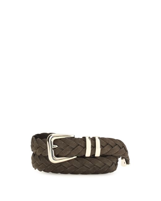 Brunello Cucinelli White Leather Woven Belt for men