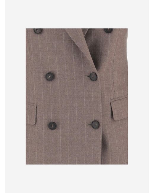 Tagliatore Brown Jacket Stretch Wool