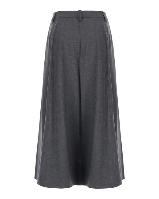Brunello Cucinelli Gray Midi Skirt Wool Blend Virgin