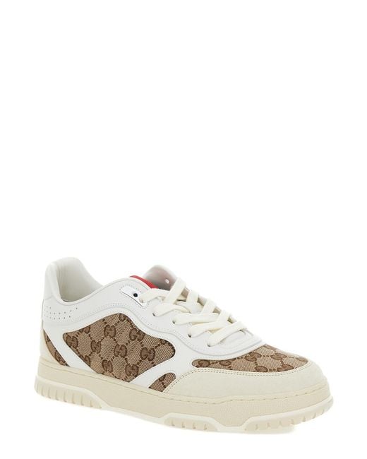 Gucci White Low Sneakers Re-Web Leather Calf Trainers for men